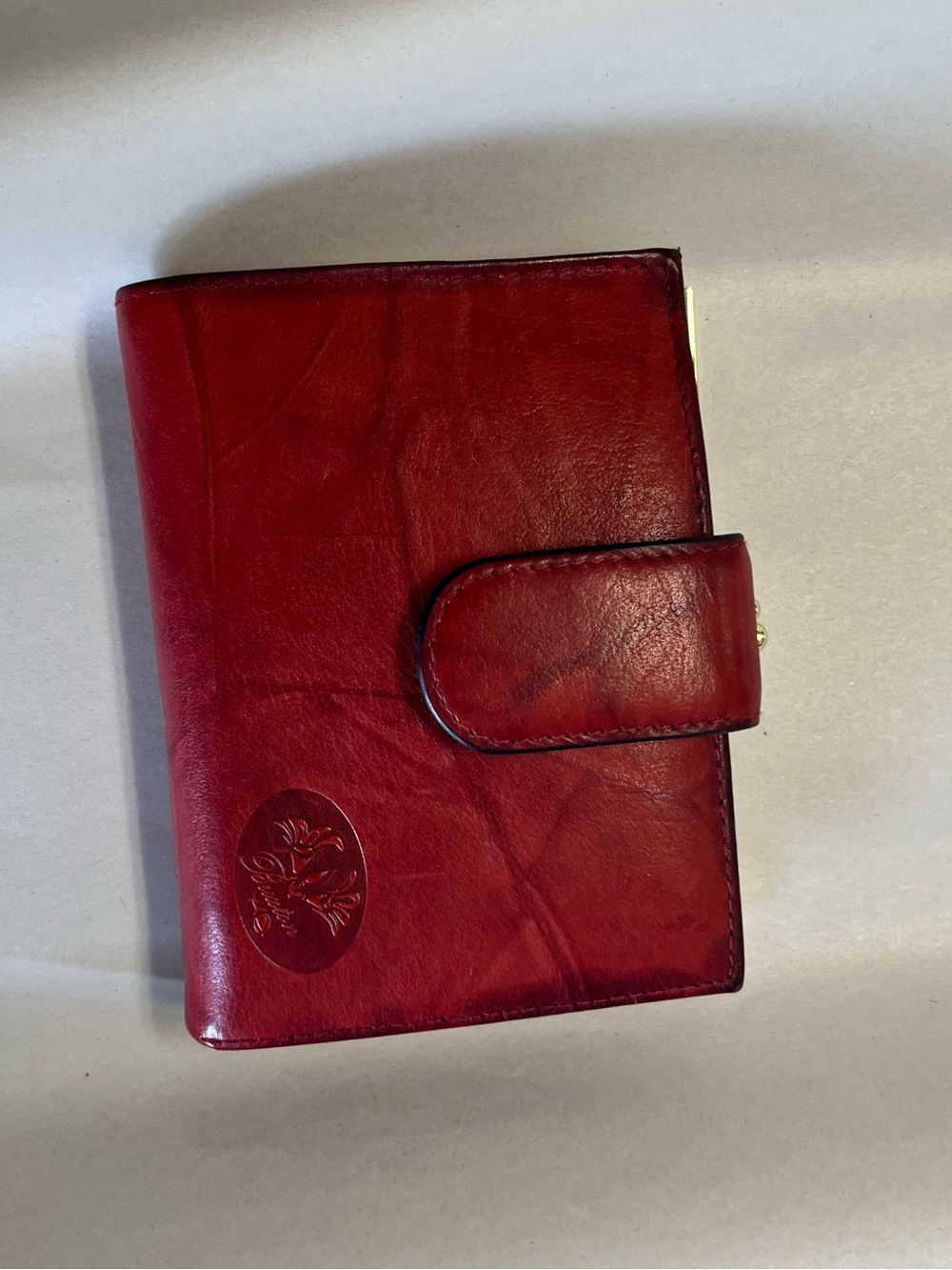 Women's Buxton Red Leather Wallet with Snap Closure